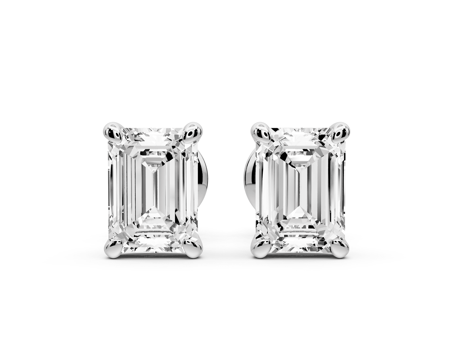 Aura - 2ct 14k white gold Emerald - Cut Diamond Stud Earrings - Mr. Alex Jewelry
