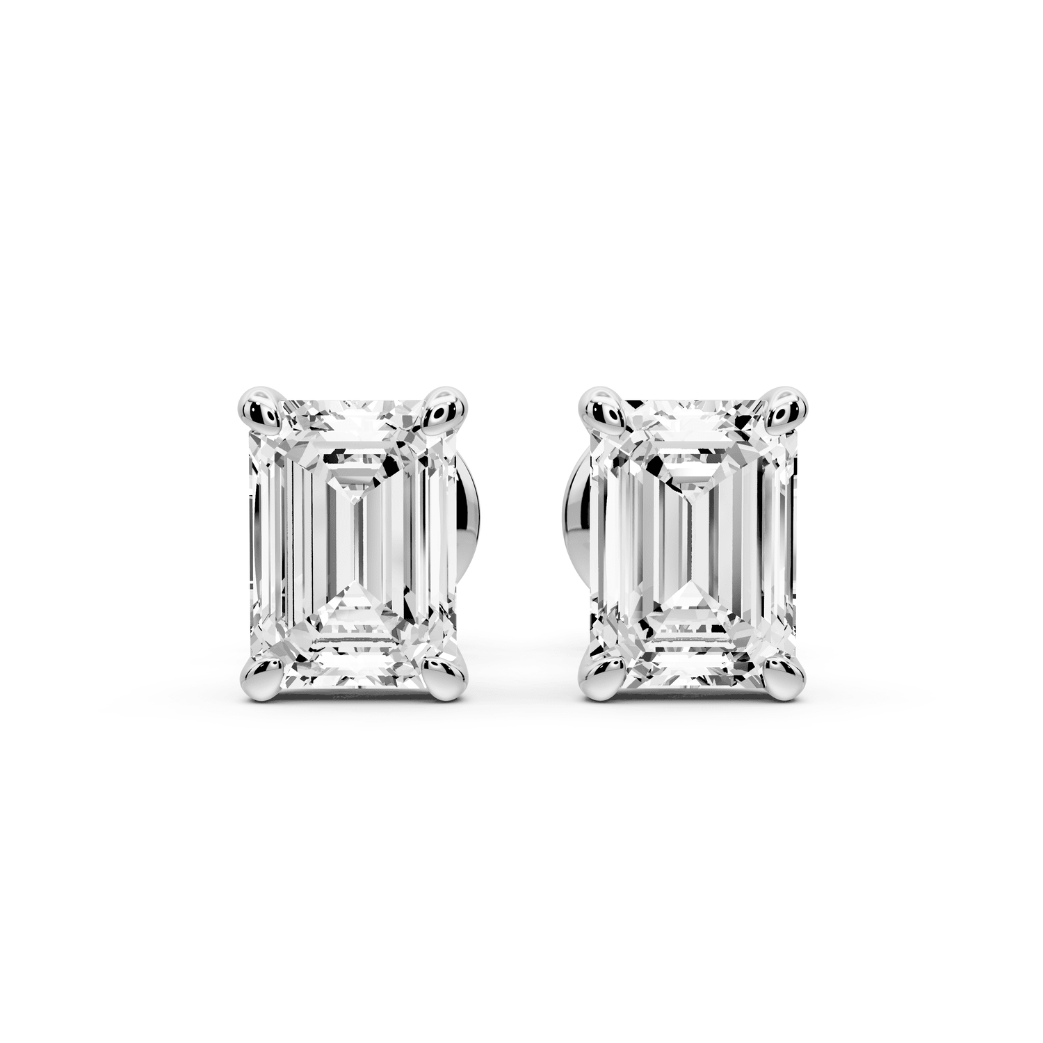 Aura - 2ct 14k white gold Emerald - Cut Diamond Stud Earrings - Mr. Alex Jewelry