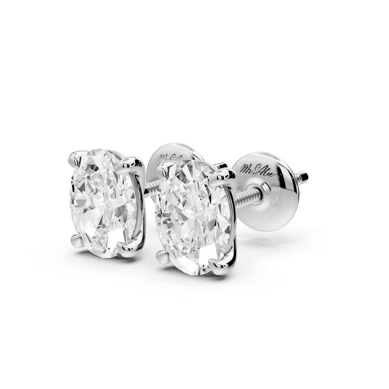 Aura - 2ct 14k white gold Oval - Cut Diamond Stud Earrings - Mr. Alex Jewelry