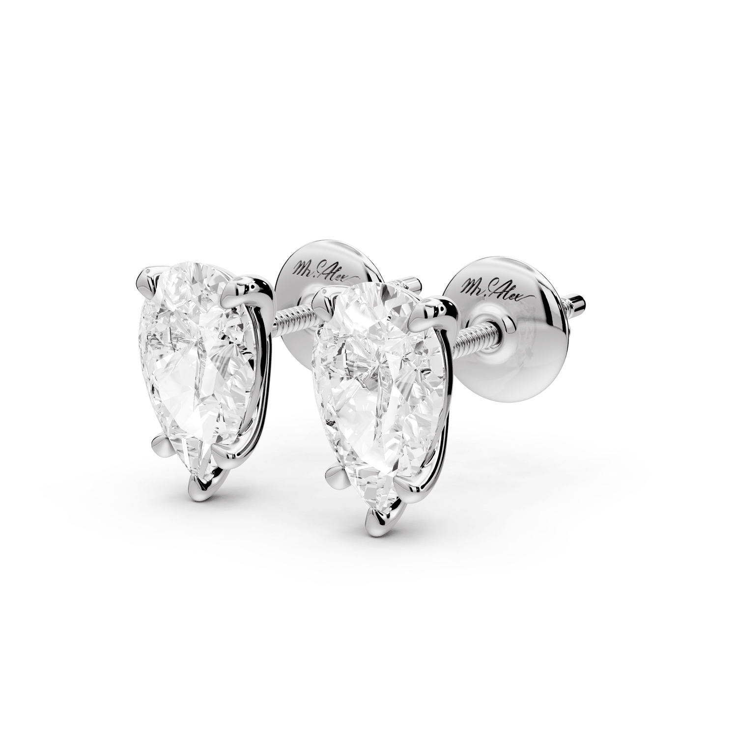 Aura - 2ct 14k white gold Pear - Cut Diamond Stud Earrings - Mr. Alex Jewelry