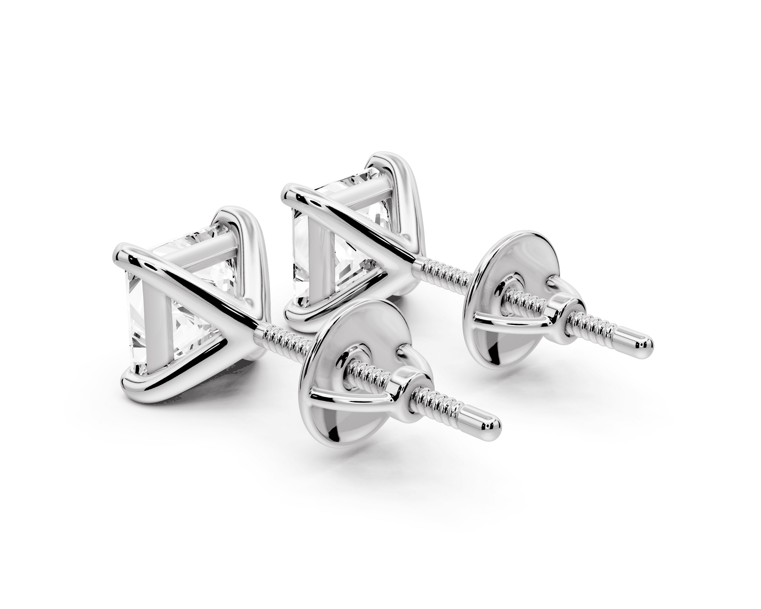 Aura - 2ct 14k white gold Princess - Cut Diamond Stud Earrings - Mr. Alex Jewelry