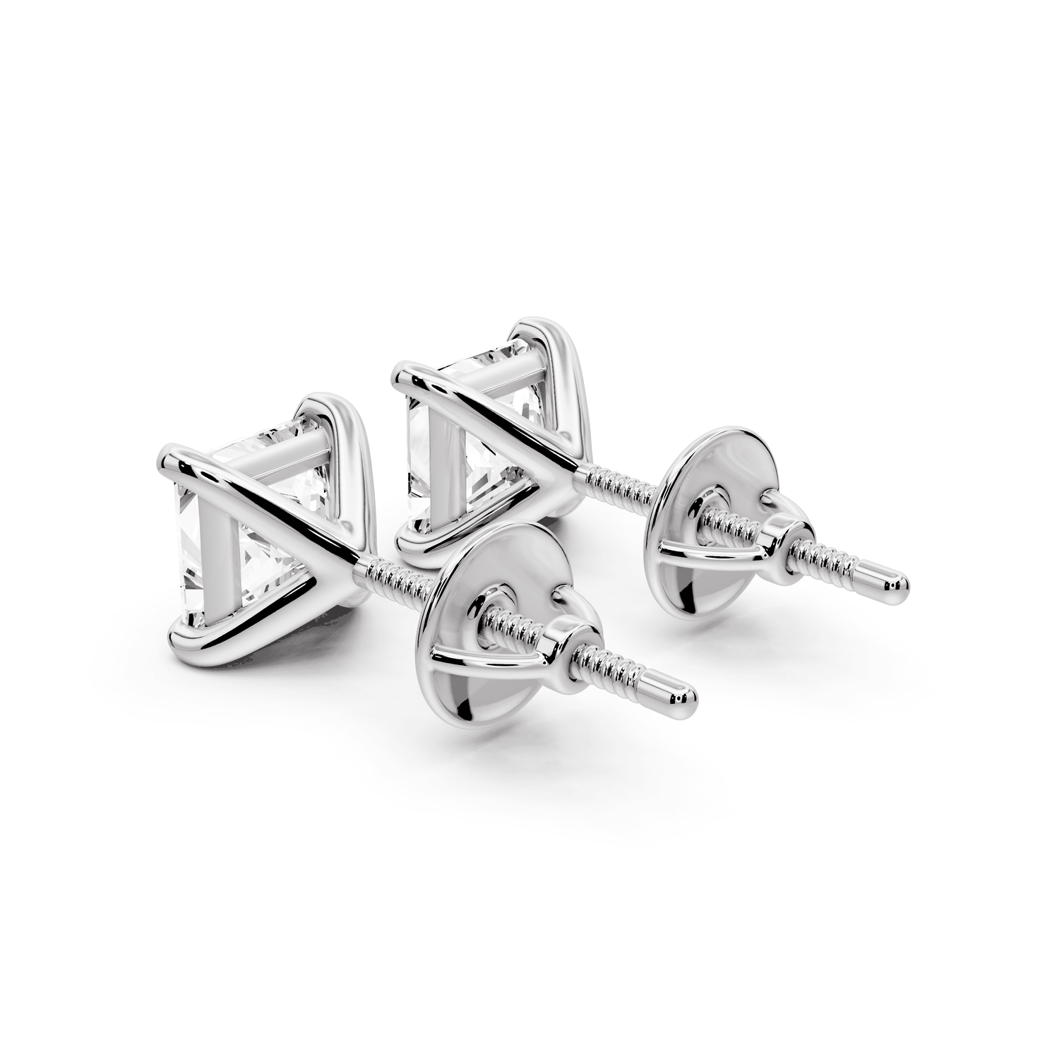 Aura - 2ct 14k white gold Princess - Cut Diamond Stud Earrings - Mr. Alex Jewelry