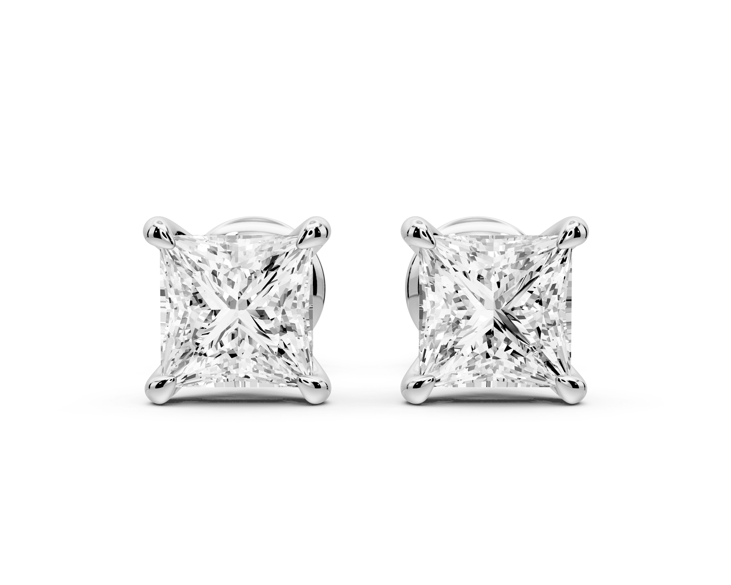 Aura - 2ct 14k white gold Princess - Cut Diamond Stud Earrings - Mr. Alex Jewelry