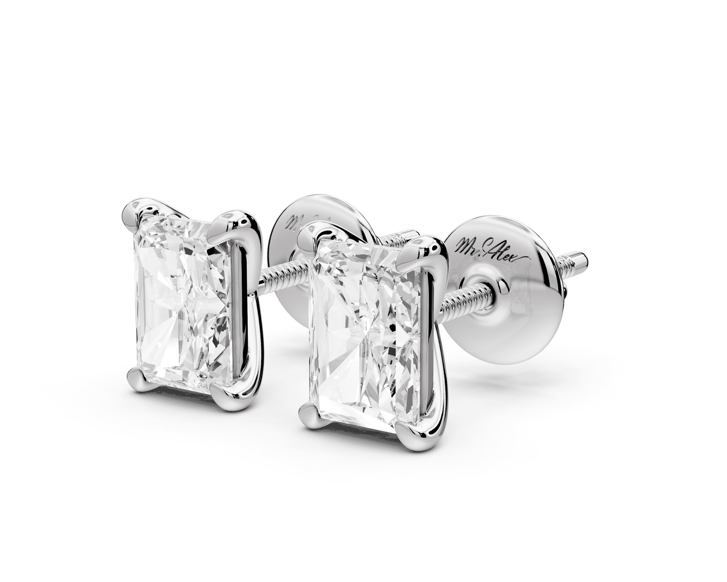 Aura - 2ct 14k white gold Radiant - Cut Diamond Stud Earrings - Mr. Alex Jewelry