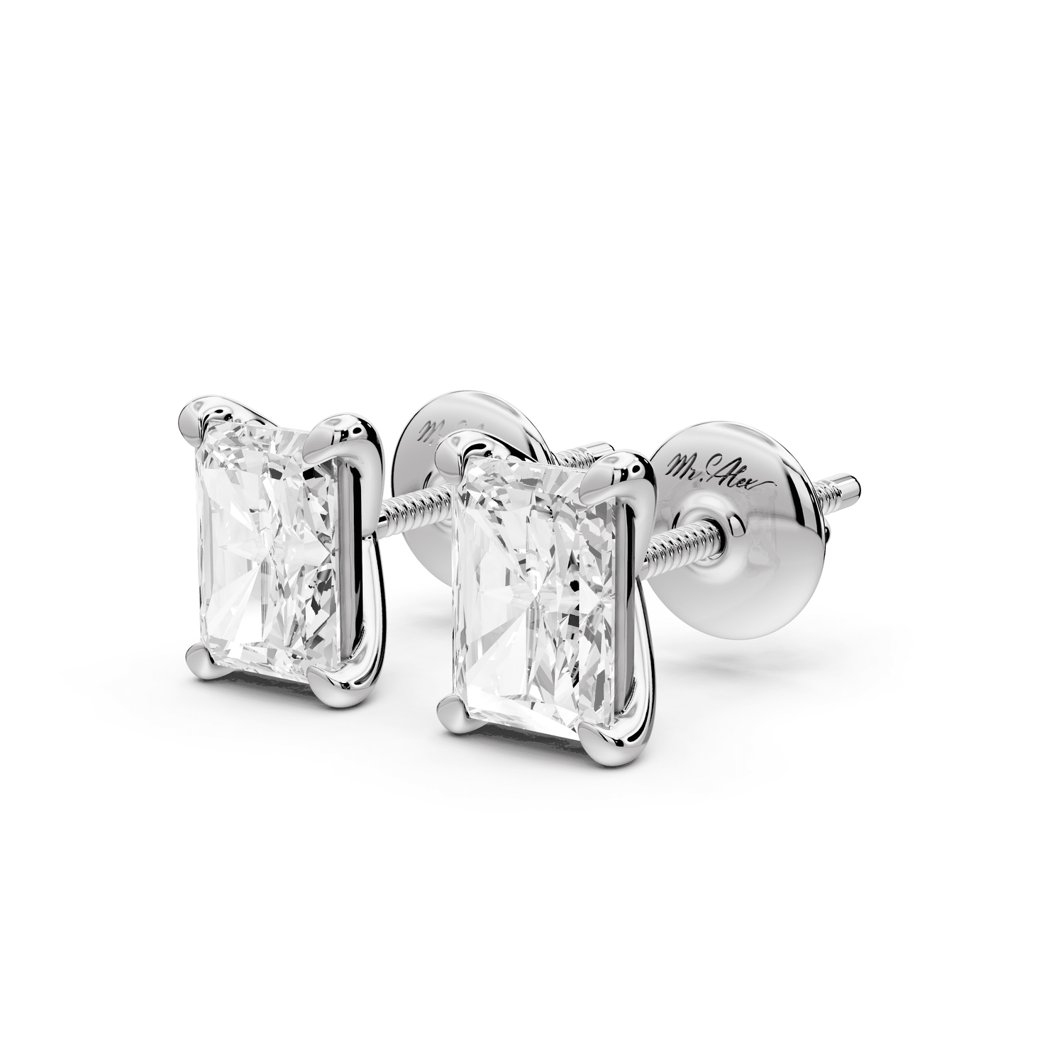 Aura - 2ct 14k white gold Radiant - Cut Diamond Stud Earrings - Mr. Alex Jewelry