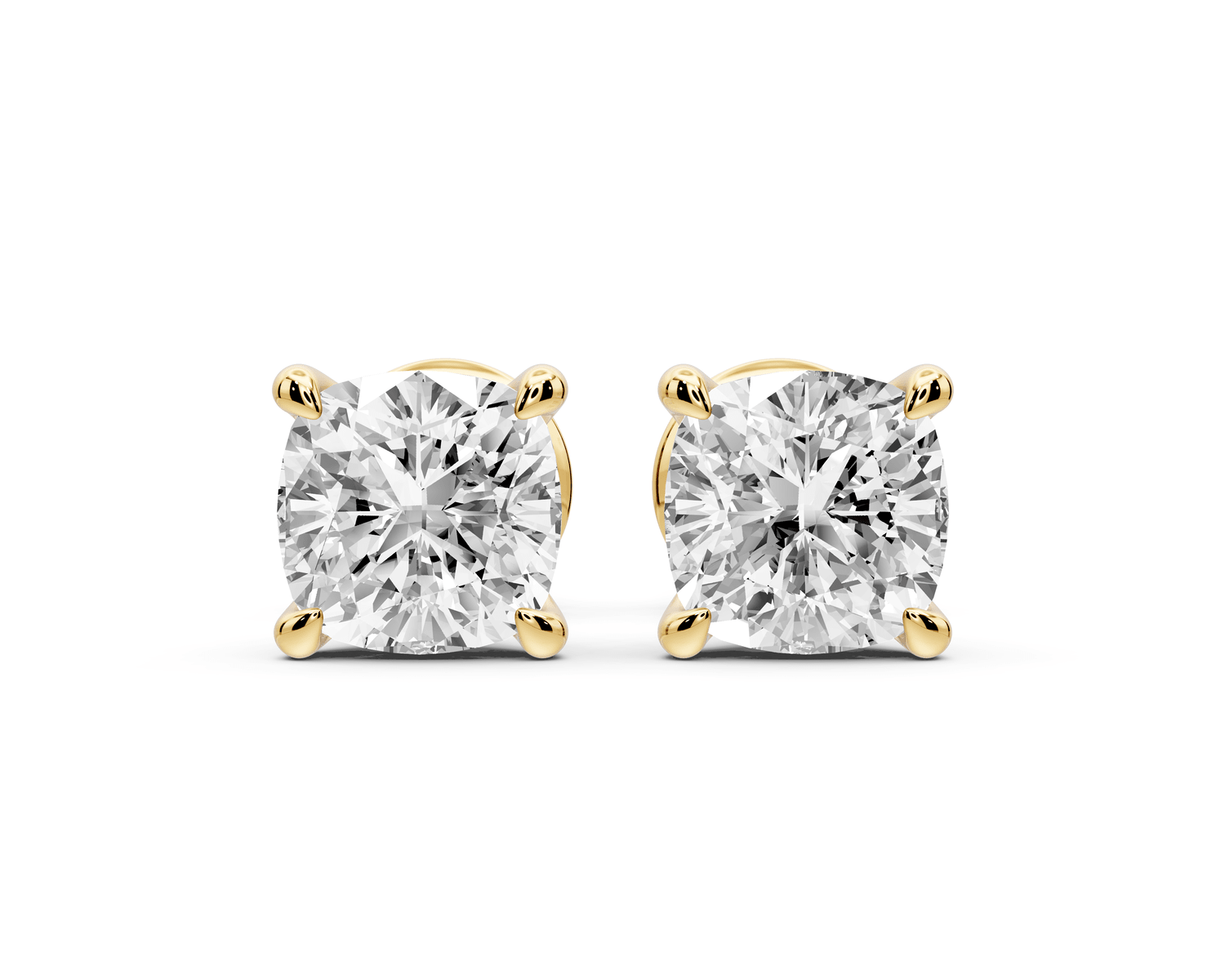 Aura - 2ct 14k yellow gold Cushion - Cut Diamond Stud Earrings - Mr. Alex Jewelry