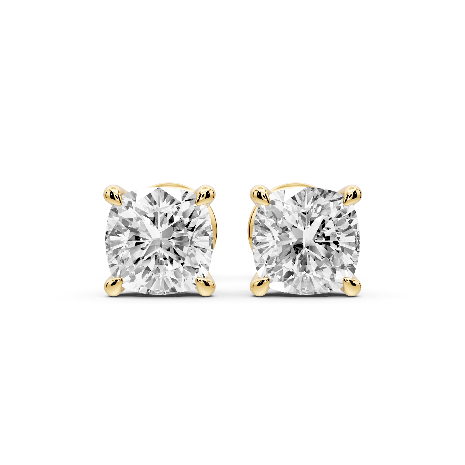 Aura - 2ct 14k yellow gold Cushion - Cut Diamond Stud Earrings - Mr. Alex Jewelry