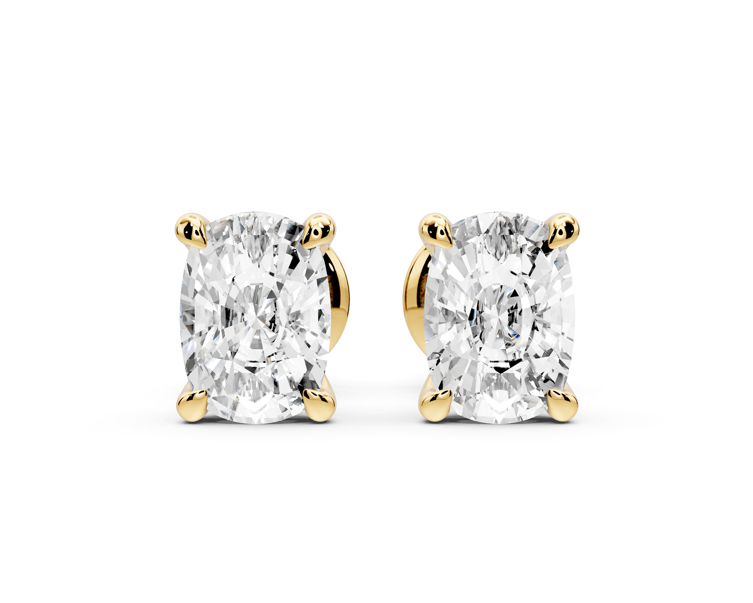 Aura - 2ct 14k yellow gold Elgcushion - Cut Diamond Stud Earrings - Mr. Alex Jewelry