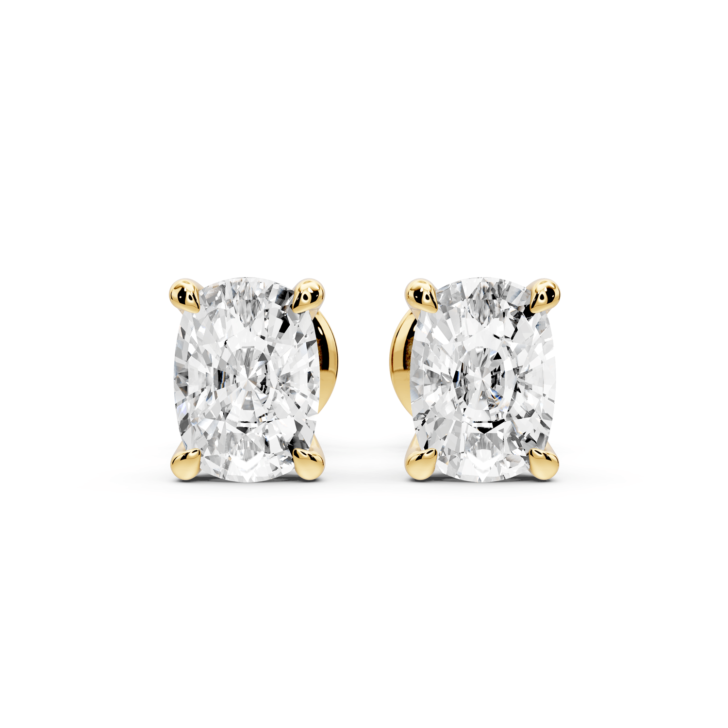 Aura - 2ct 14k yellow gold Elgcushion - Cut Diamond Stud Earrings - Mr. Alex Jewelry