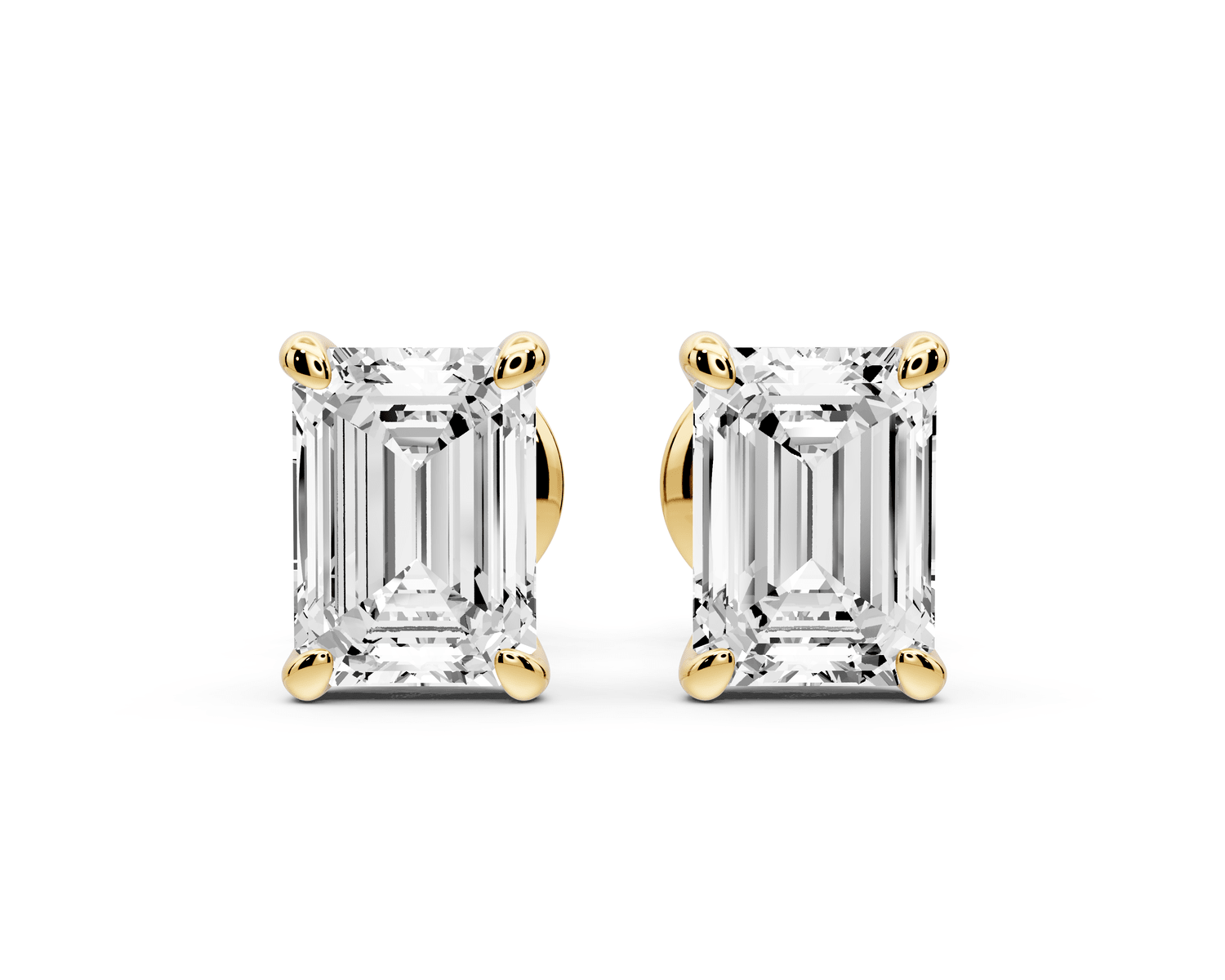 Aura - 2ct 14k yellow gold Emerald - Cut Diamond Stud Earrings - Mr. Alex Jewelry