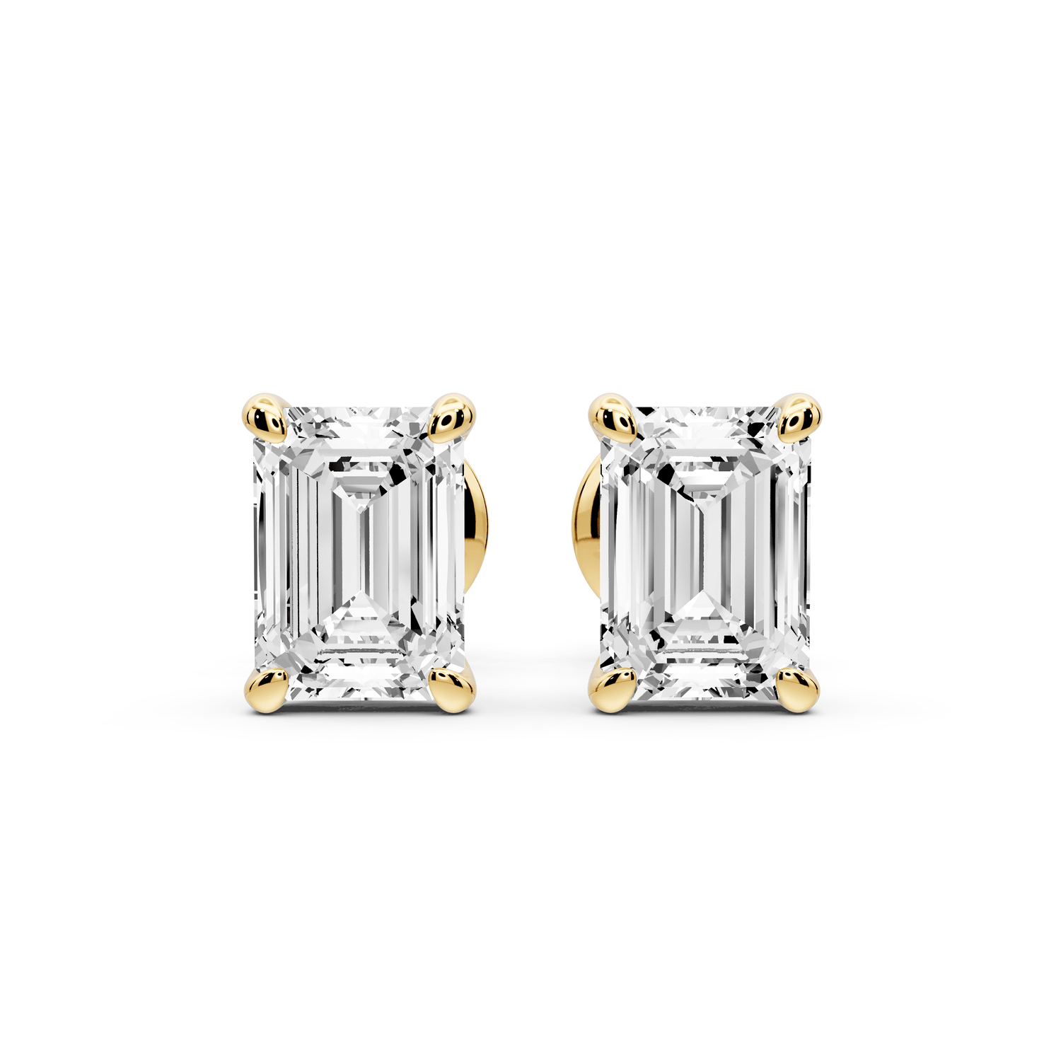 Aura - 2ct 14k yellow gold Emerald - Cut Diamond Stud Earrings - Mr. Alex Jewelry