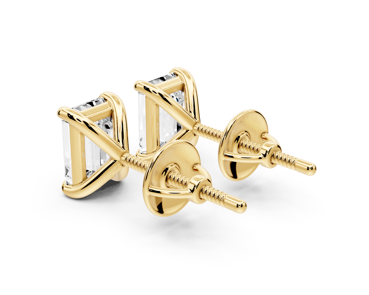 Aura - 2ct 14k yellow gold Emerald - Cut Diamond Stud Earrings - Mr. Alex Jewelry