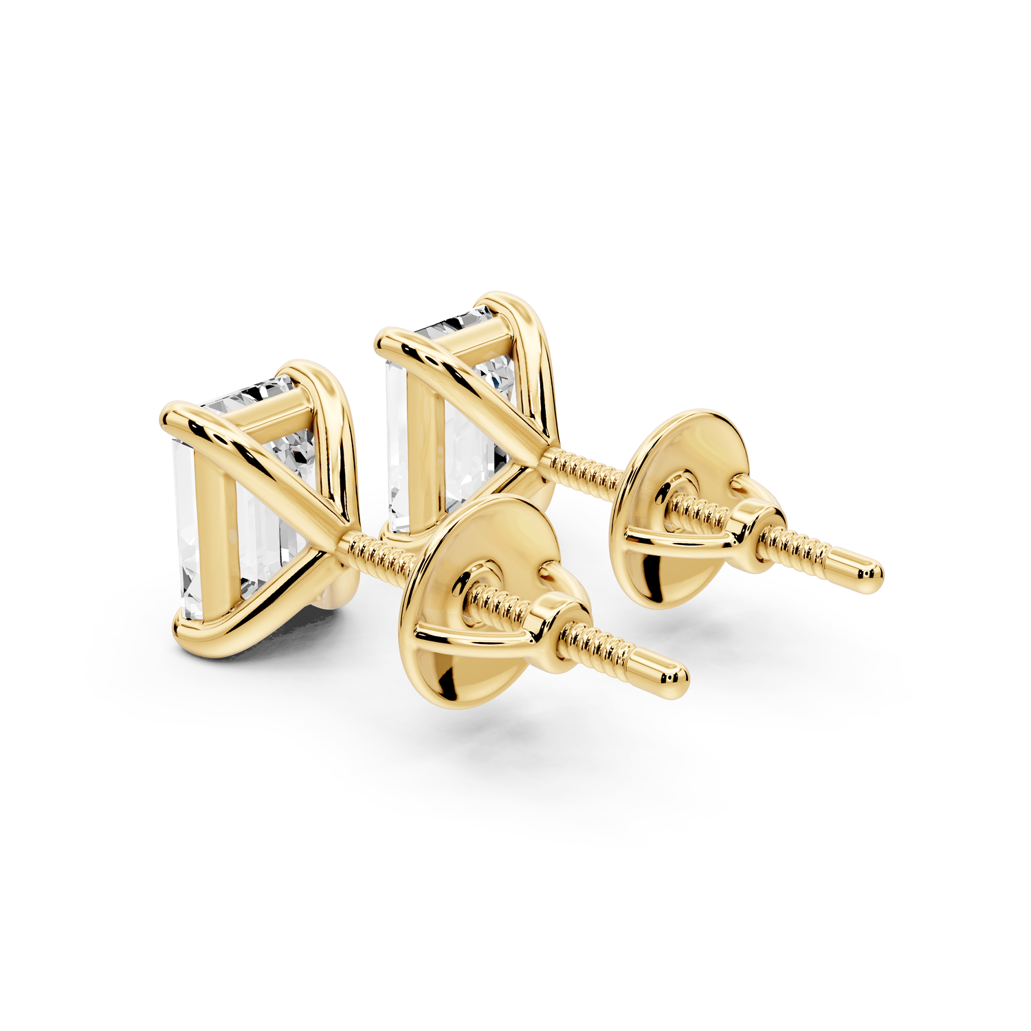 Aura - 2ct 14k yellow gold Emerald - Cut Diamond Stud Earrings - Mr. Alex Jewelry