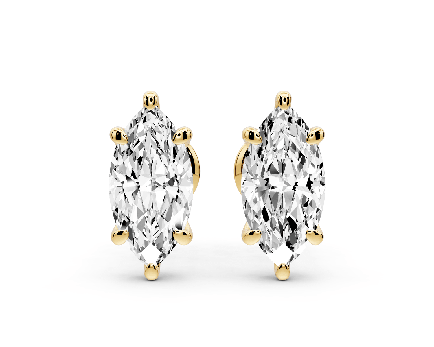 Aura - 2ct 14k yellow gold Marquise - Cut Diamond Stud Earrings - Mr. Alex Jewelry