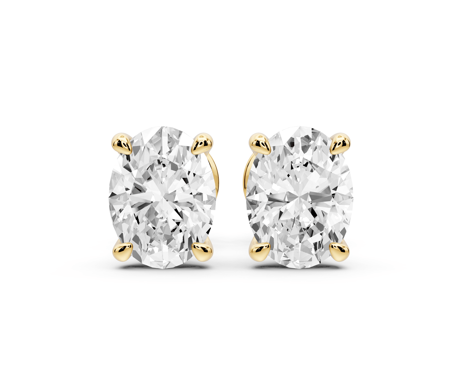 Aura - 2ct 14k yellow gold Oval - Cut Diamond Stud Earrings - Mr. Alex Jewelry