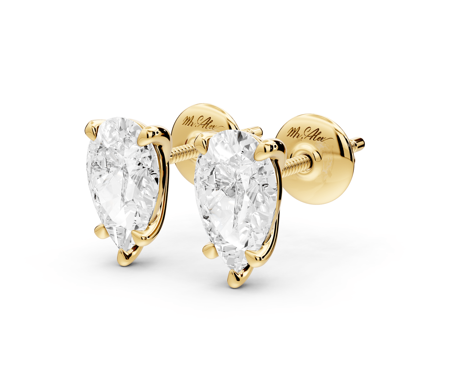 Aura - 2ct 14k yellow gold Pear - Cut Diamond Stud Earrings - Mr. Alex Jewelry