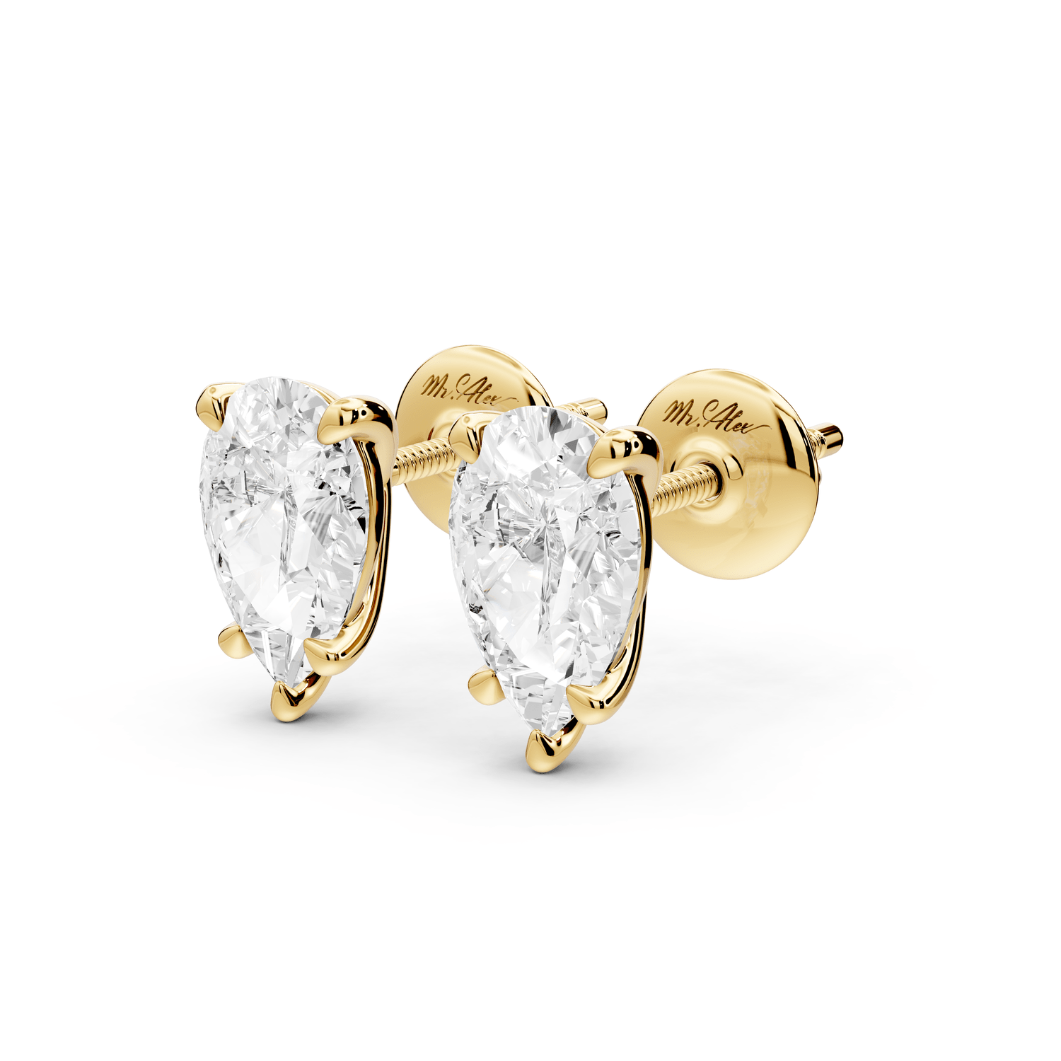 Aura - 2ct 14k yellow gold Pear - Cut Diamond Stud Earrings - Mr. Alex Jewelry