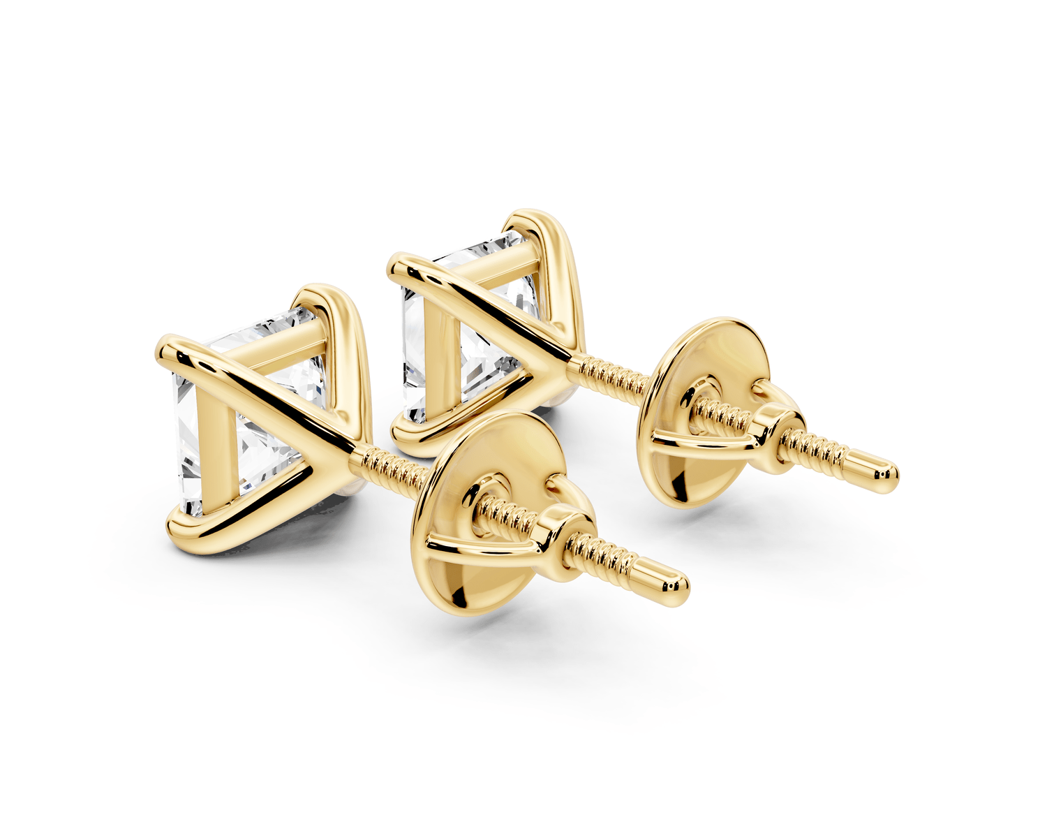 Aura - 2ct 14k yellow gold Princess - Cut Diamond Stud Earrings - Mr. Alex Jewelry