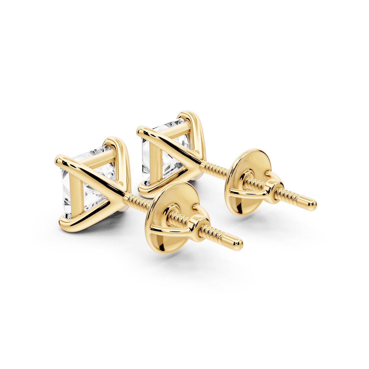 Aura - 2ct 14k yellow gold Princess - Cut Diamond Stud Earrings - Mr. Alex Jewelry