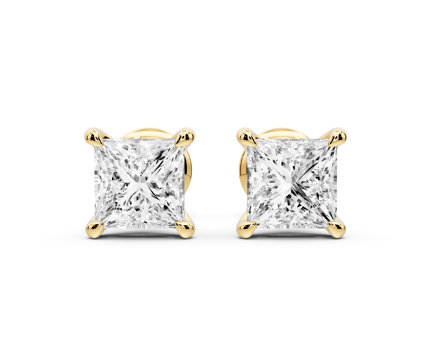 Aura - 2ct 14k yellow gold Princess - Cut Diamond Stud Earrings - Mr. Alex Jewelry