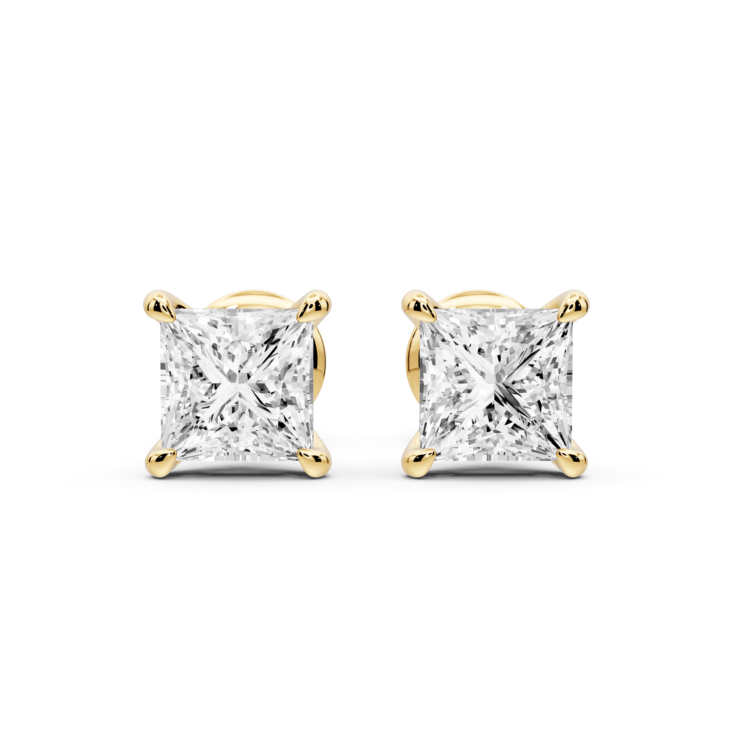 Aura - 2ct 14k yellow gold Princess - Cut Diamond Stud Earrings - Mr. Alex Jewelry