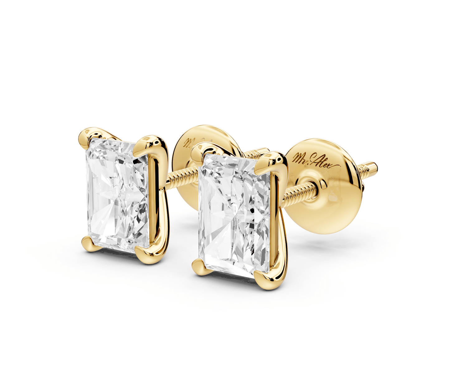Aura - 2ct 14k yellow gold Radiant - Cut Diamond Stud Earrings - Mr. Alex Jewelry