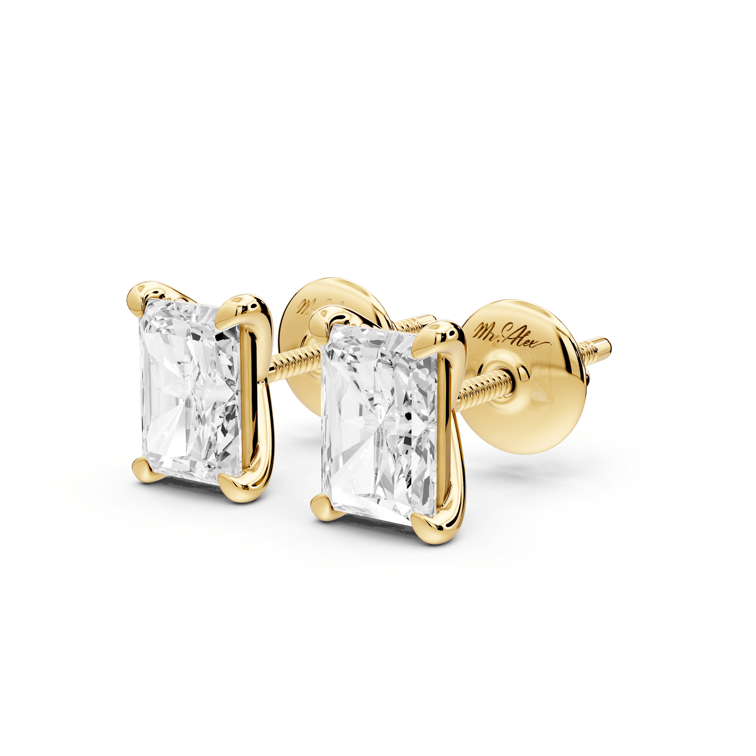 Aura - 2ct 14k yellow gold Radiant - Cut Diamond Stud Earrings - Mr. Alex Jewelry