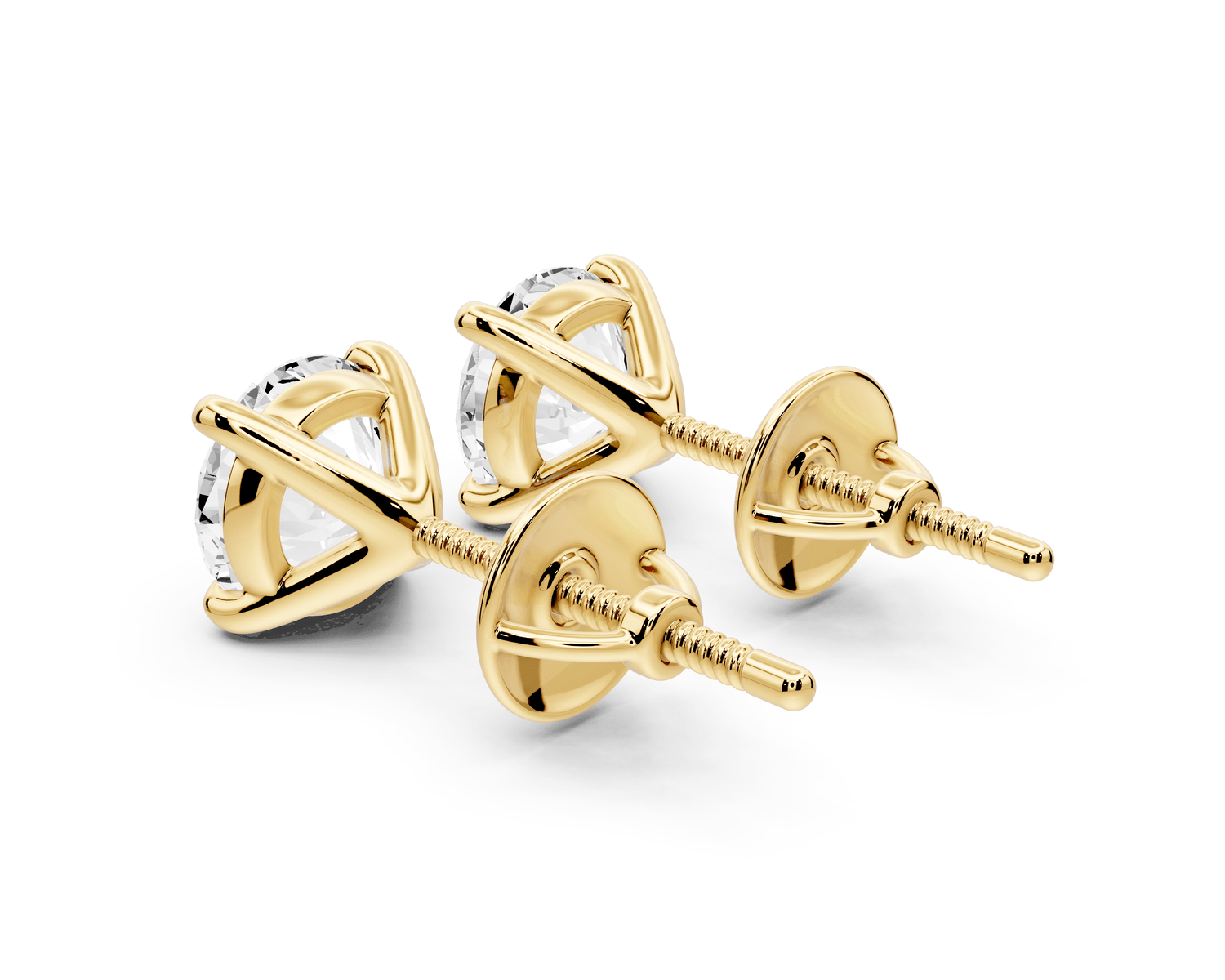 Aura - 2ct 14k yellow gold Round - Cut Diamond Stud Earrings - Mr. Alex Jewelry
