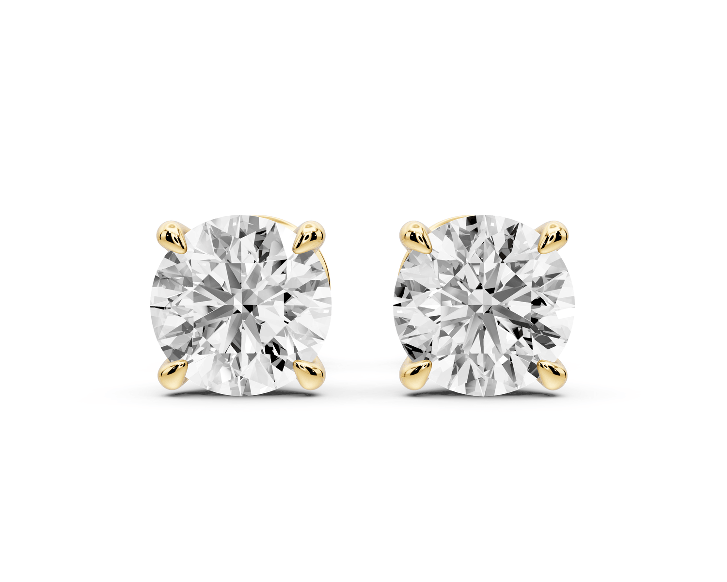 Aura - 2ct 14k yellow gold Round - Cut Diamond Stud Earrings - Mr. Alex Jewelry