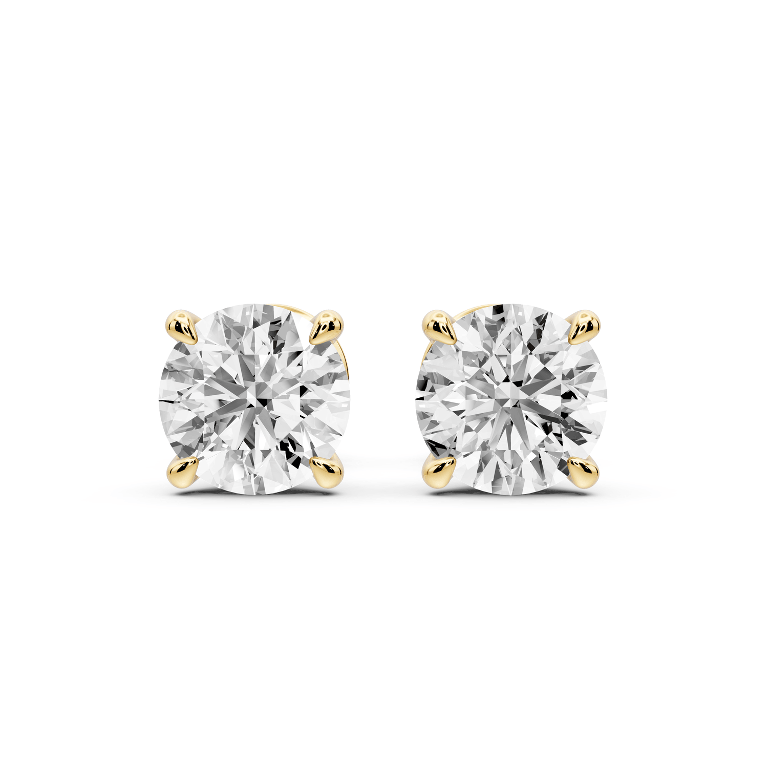 Aura - 2ct 14k yellow gold Round - Cut Diamond Stud Earrings - Mr. Alex Jewelry