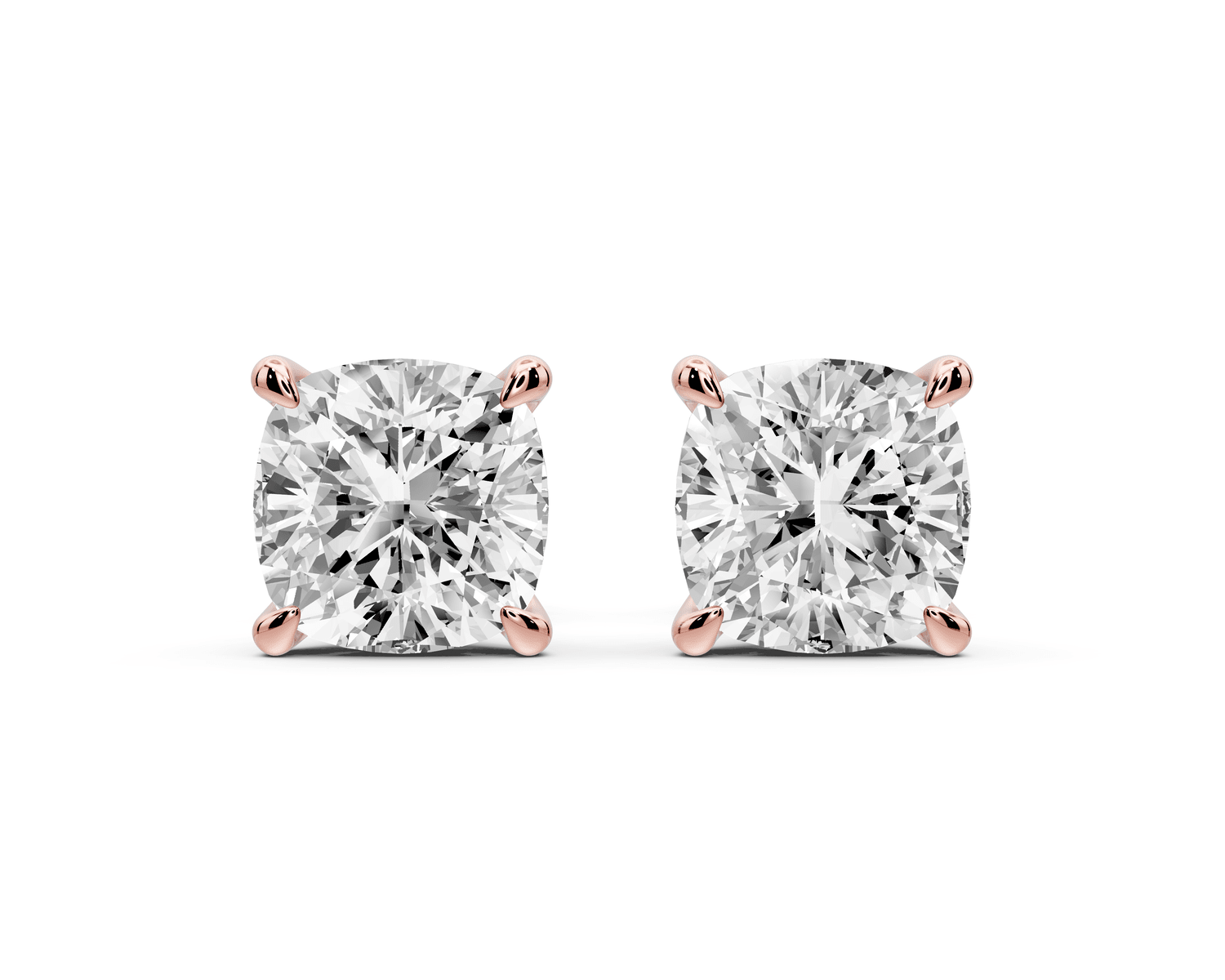 Aura - 3ct 14k rose gold Cushion - Cut Diamond Stud Earrings - Mr. Alex Jewelry