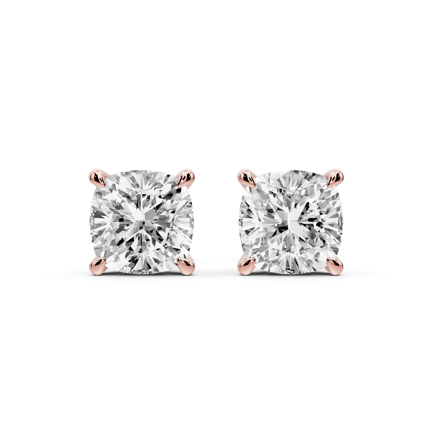 Aura - 3ct 14k rose gold Cushion - Cut Diamond Stud Earrings - Mr. Alex Jewelry