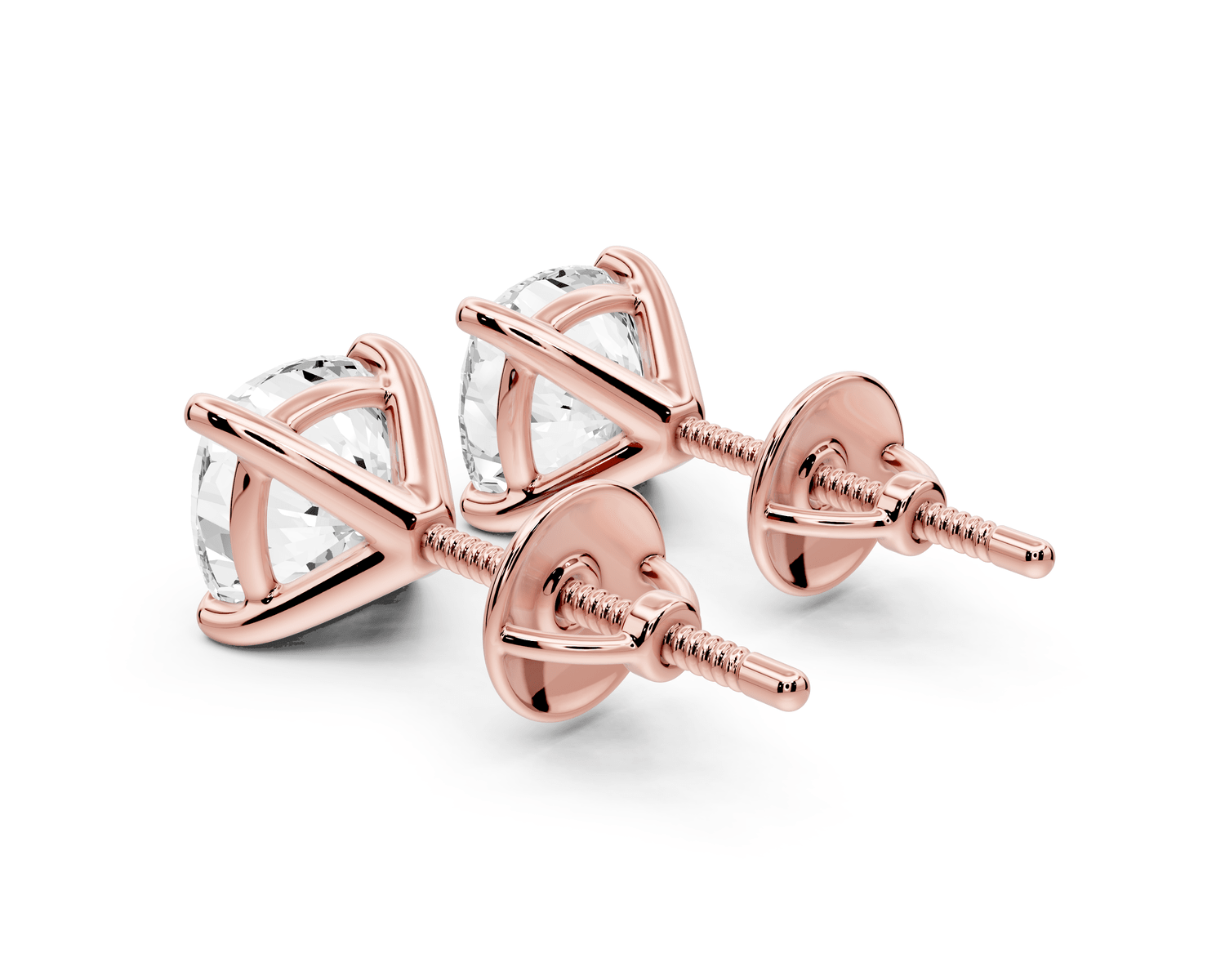 Aura - 3ct 14k rose gold Cushion - Cut Diamond Stud Earrings - Mr. Alex Jewelry