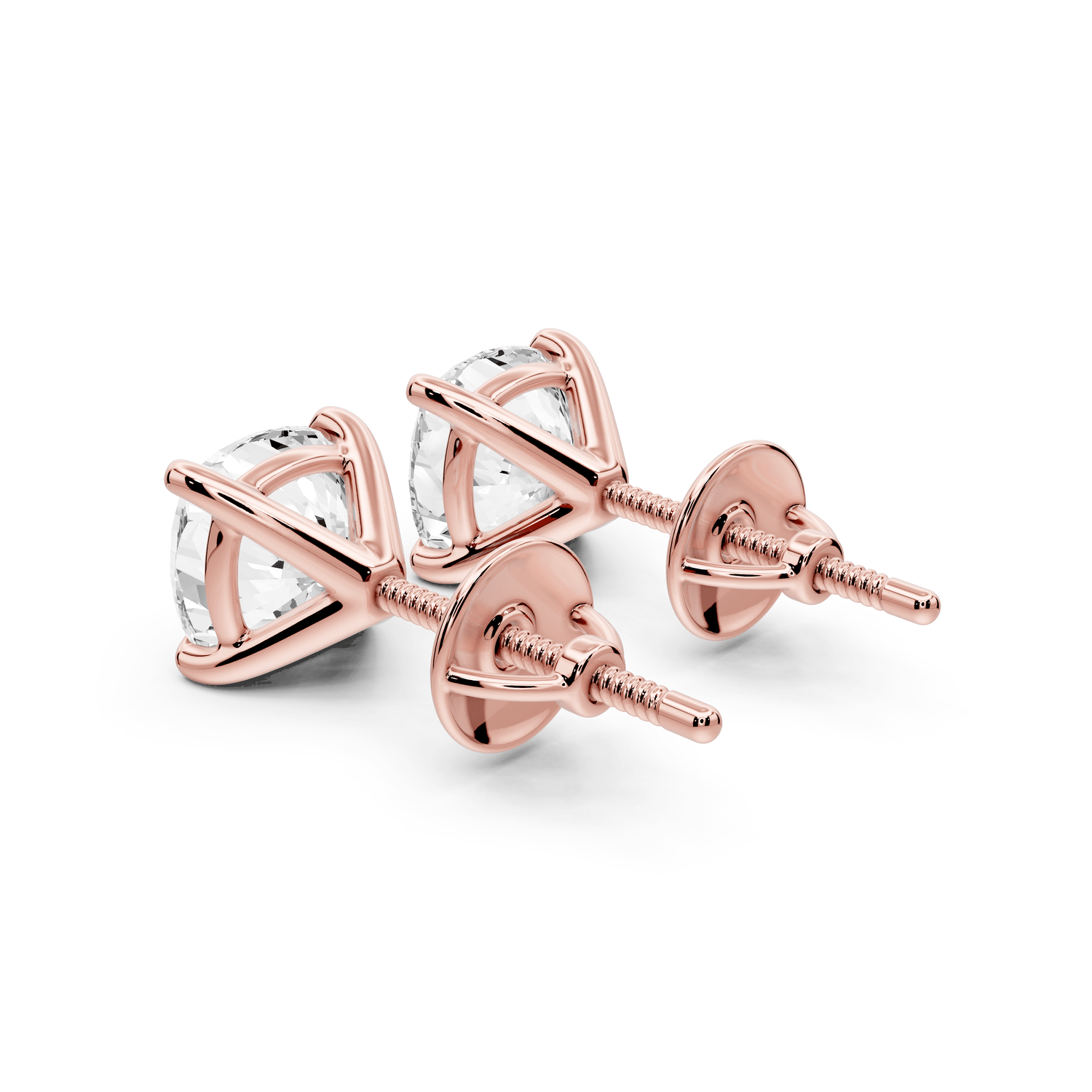 Aura - 3ct 14k rose gold Cushion - Cut Diamond Stud Earrings - Mr. Alex Jewelry