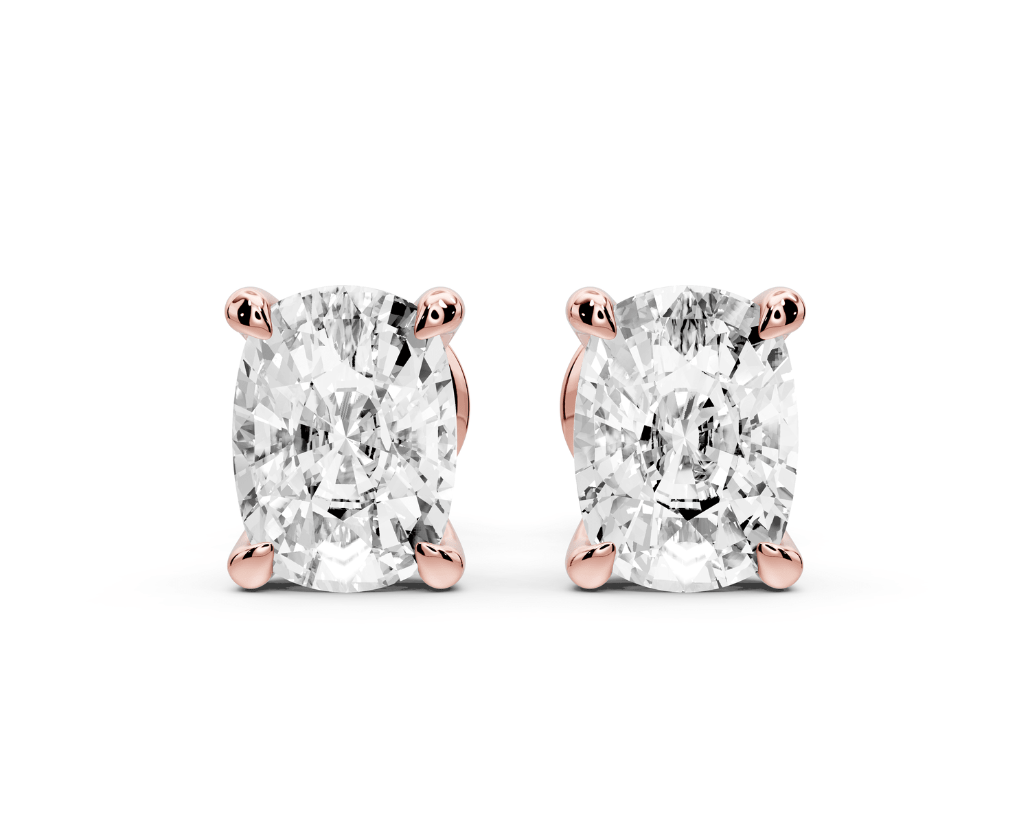 Aura - 3ct 14k rose gold Elgcushion - Cut Diamond Stud Earrings - Mr. Alex Jewelry