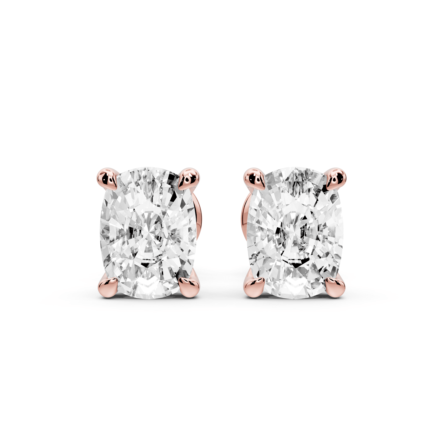 Aura - 3ct 14k rose gold Elgcushion - Cut Diamond Stud Earrings - Mr. Alex Jewelry