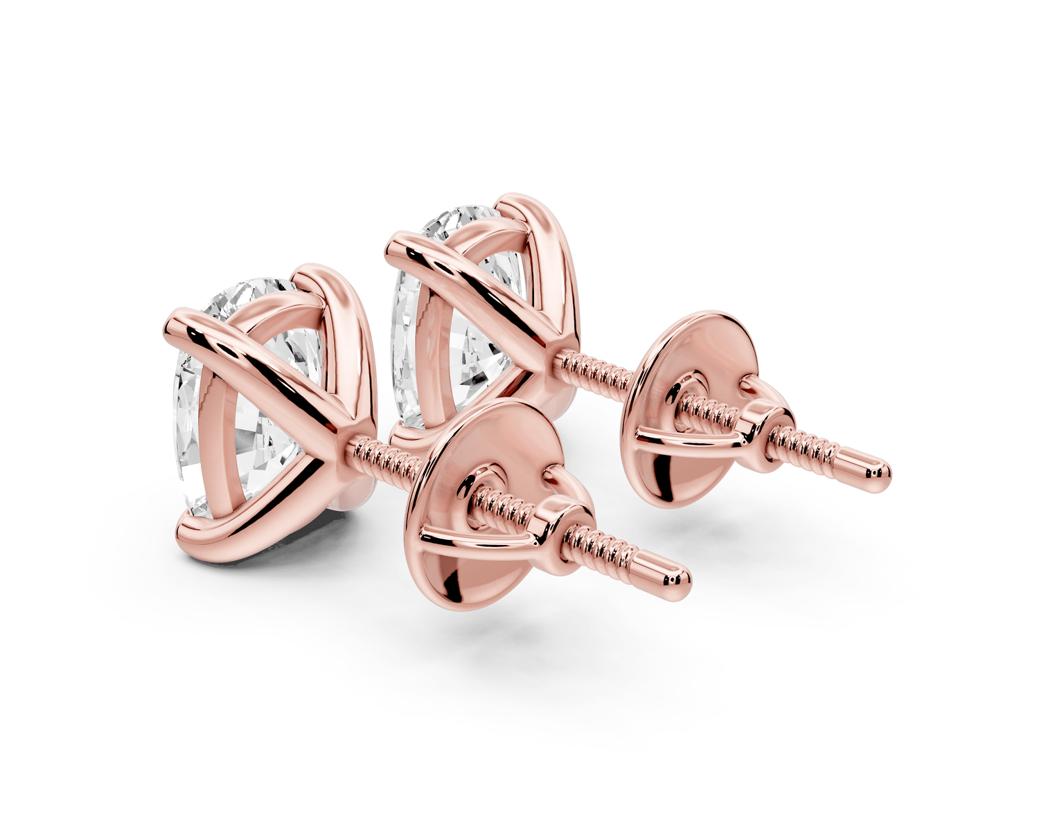 Aura - 3ct 14k rose gold Elgcushion - Cut Diamond Stud Earrings - Mr. Alex Jewelry