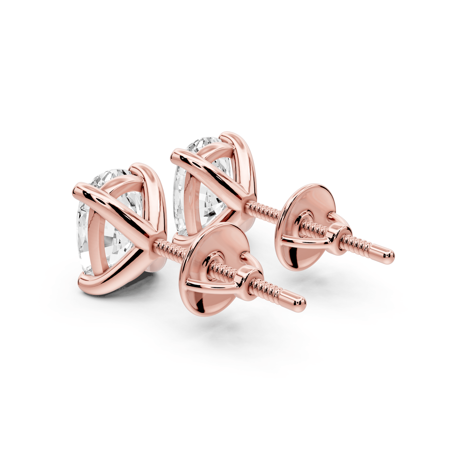 Aura - 3ct 14k rose gold Elgcushion - Cut Diamond Stud Earrings - Mr. Alex Jewelry