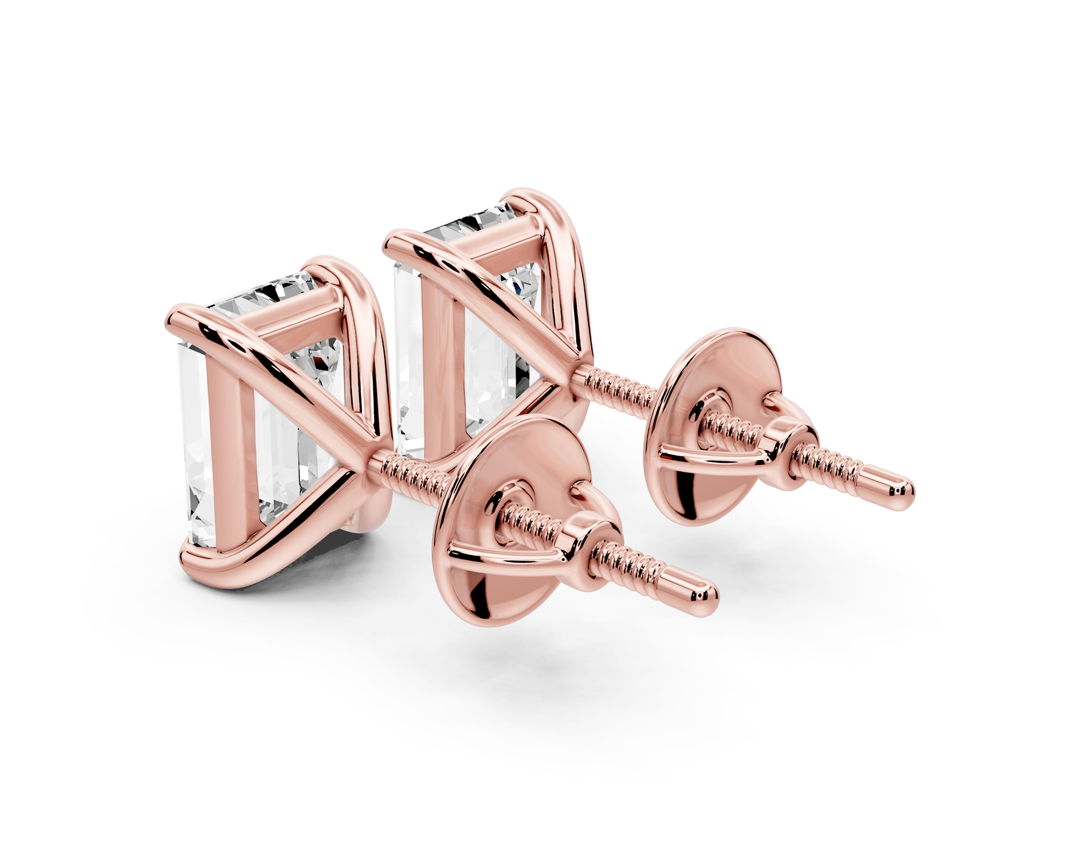 Aura - 3ct 14k rose gold Emerald - Cut Diamond Stud Earrings - Mr. Alex Jewelry