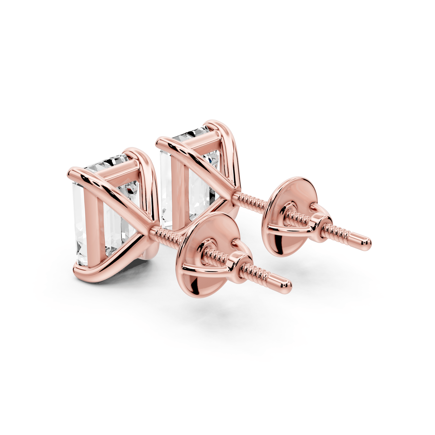 Aura - 3ct 14k rose gold Emerald - Cut Diamond Stud Earrings - Mr. Alex Jewelry