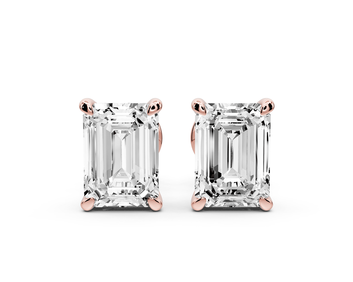 Aura - 3ct 14k rose gold Emerald - Cut Diamond Stud Earrings - Mr. Alex Jewelry