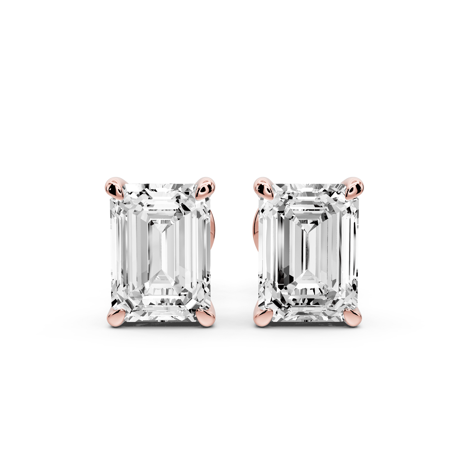 Aura - 3ct 14k rose gold Emerald - Cut Diamond Stud Earrings - Mr. Alex Jewelry