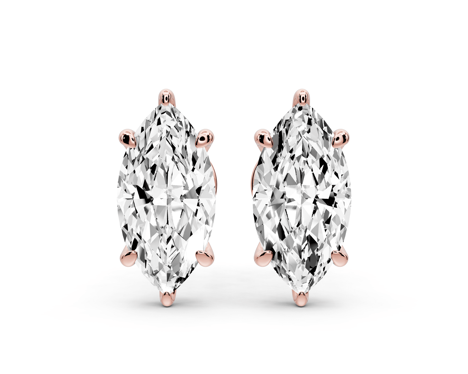 Aura - 3ct 14k rose gold Marquise - Cut Diamond Stud Earrings - Mr. Alex Jewelry