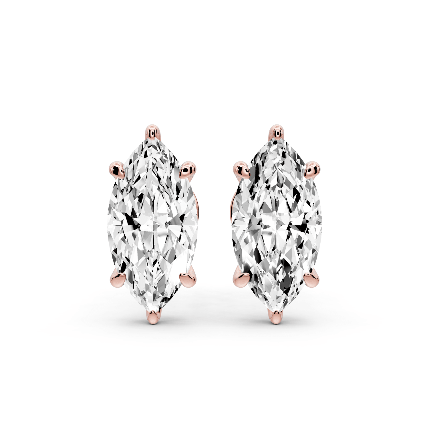Aura - 3ct 14k rose gold Marquise - Cut Diamond Stud Earrings - Mr. Alex Jewelry