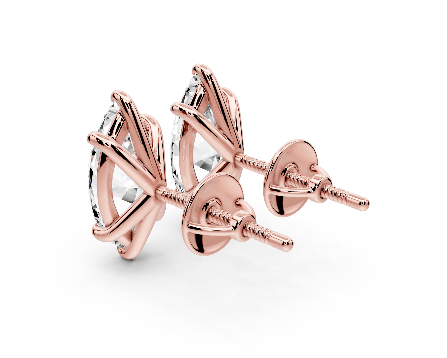 Aura - 3ct 14k rose gold Marquise - Cut Diamond Stud Earrings - Mr. Alex Jewelry