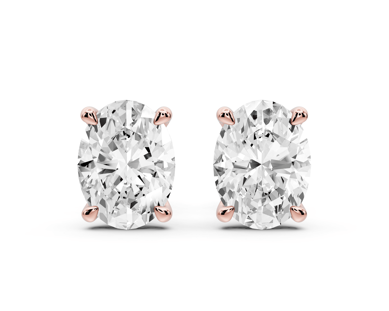 Aura - 3ct 14k rose gold Oval - Cut Diamond Stud Earrings - Mr. Alex Jewelry
