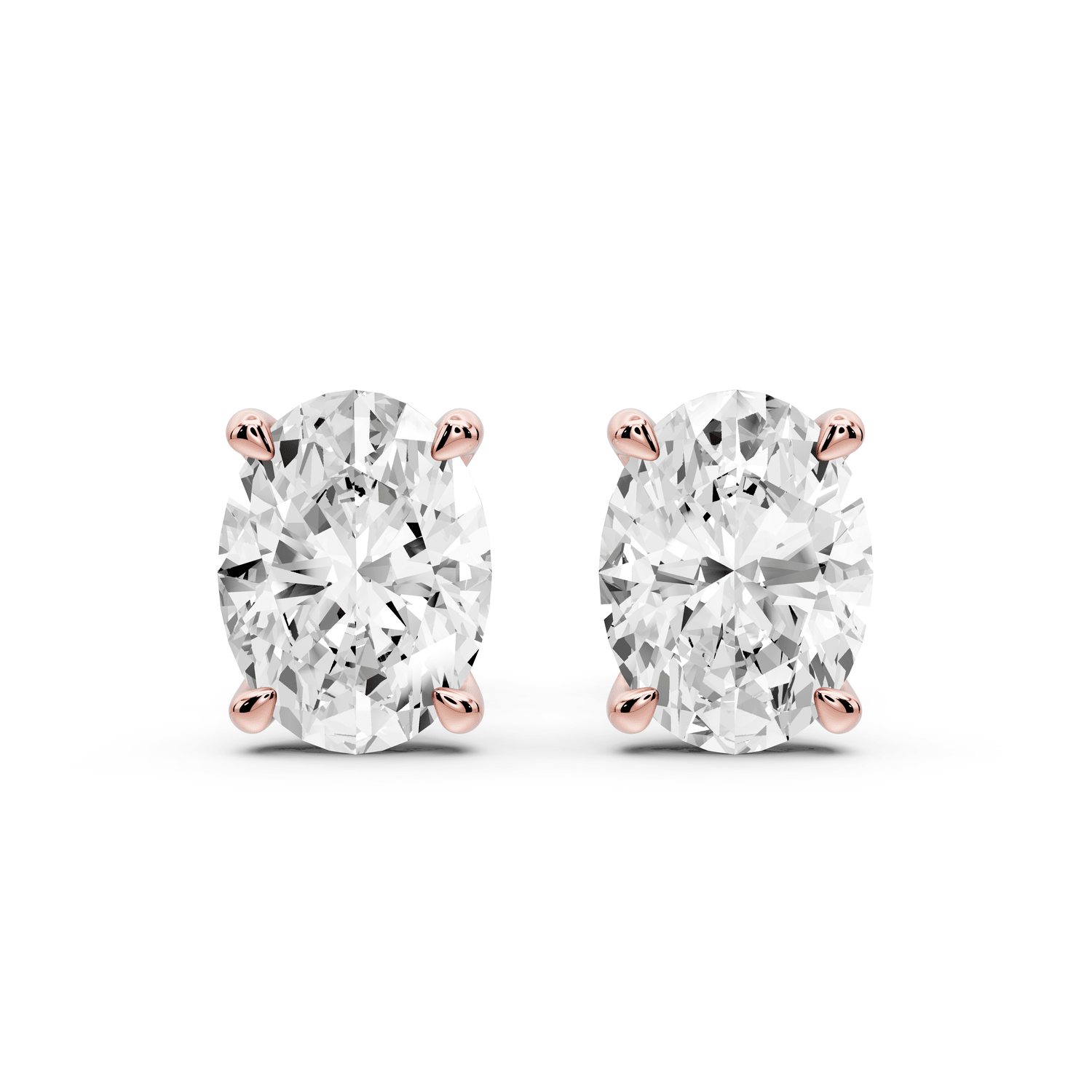 Aura - 3ct 14k rose gold Oval - Cut Diamond Stud Earrings - Mr. Alex Jewelry