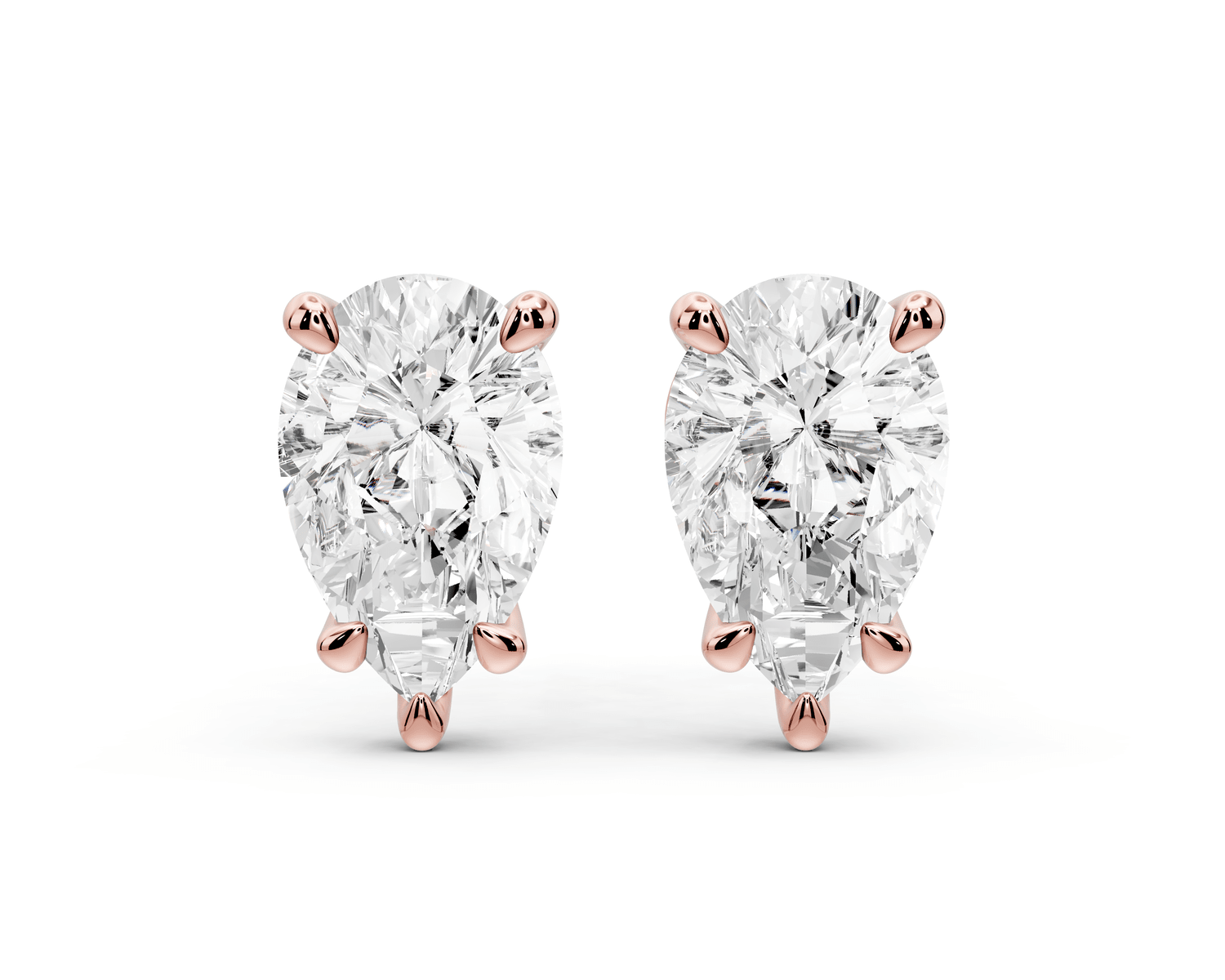 Aura - 3ct 14k rose gold Pear - Cut Diamond Stud Earrings - Mr. Alex Jewelry