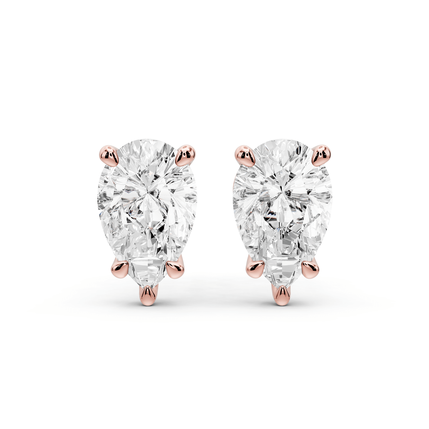 Aura - 3ct 14k rose gold Pear - Cut Diamond Stud Earrings - Mr. Alex Jewelry