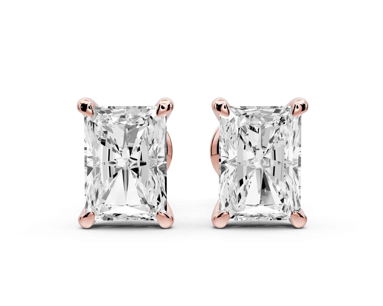 Aura - 3ct 14k rose gold Radiant - Cut Diamond Stud Earrings - Mr. Alex Jewelry